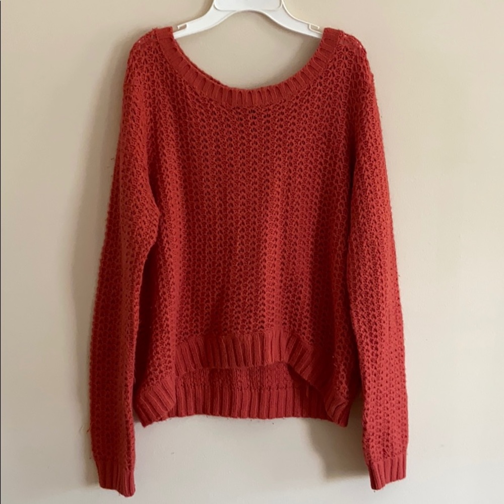 Coral Loose Knit Crop Sweater